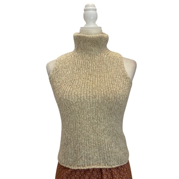 Maxmara Weekend Sleeveless Turtleneck Virgin Wool Blend Ribbed Luxe Knitwear - Picture 4 of 8